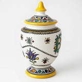 Hand-Painted Moroccan Ceramic Jar with Lid