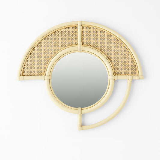 Half-Sun Rattan Wall Mirror